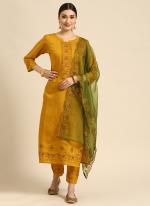 Chinon Yellow Casual Wear Embroidery Work Readymade Kurta Set